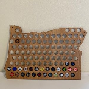 Oregon Wood Bottle Cap Map Wall Art
